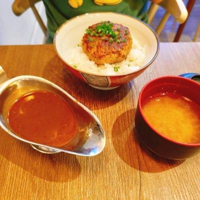 Hamburg Pork with Hey's Burg Sauce + Miso Soup at Hey's Burg