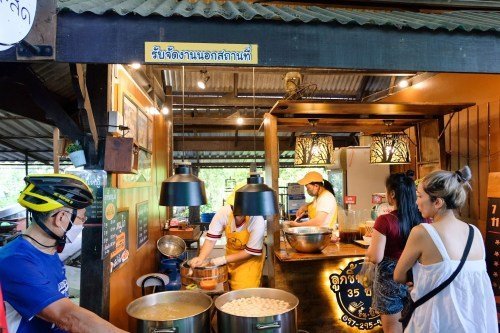 Homemade pork balls at Bang Nam Phueng Floating Market