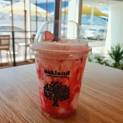 Strawberry Milk Smoothie at Oakland cafe x restaurants